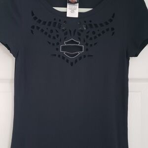 Harley-Davidson Black Short Sleeve Tee with Cut-Out Design